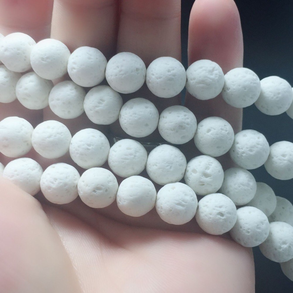 6pcs White Lava Beads Volcanic Rock Hight Quality Natural Stone 10mm For Jewelry Making DIY Round Loose Spacer Beads Handmade