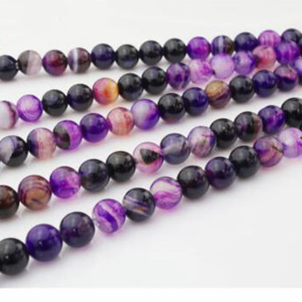 6pcs   and retail Natural stone beads Making DIY Necklace Bracelet 8-12mm Banded Agat Natural Stone Round Beads Jewelry