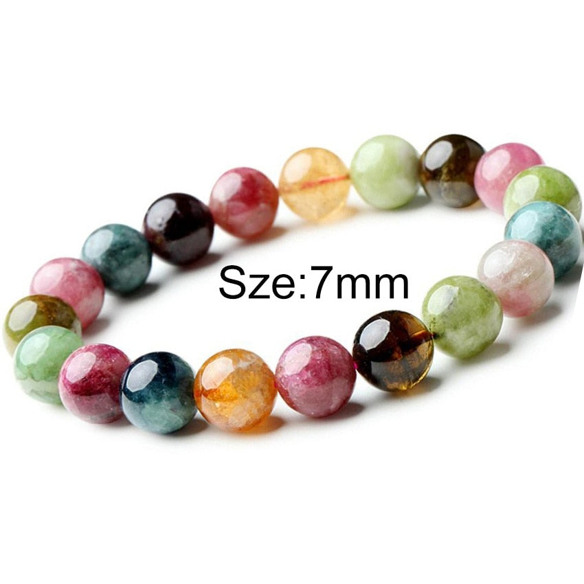 7-10mm Brazil Tourmaline Stone Bracelet Pinky Color Round Beads Bracelet Womens Bracelets For Girls Christmas Gift