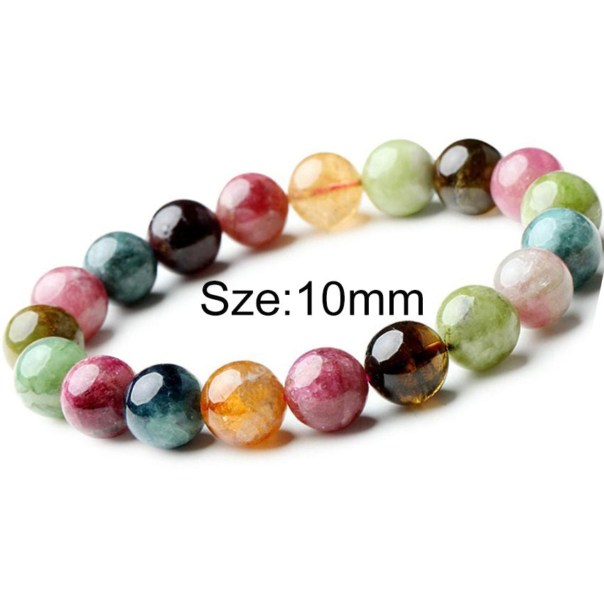 7-10mm Brazil Tourmaline Stone Bracelet Pinky Color Round Beads Bracelet Womens Bracelets For Girls Christmas Gift