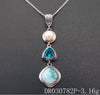 7.25 Natural Larimar& Pearl Bracelet Fine Jewelry Accessories 925 Sterling Silver Woman Fashion Bangle Bracelets