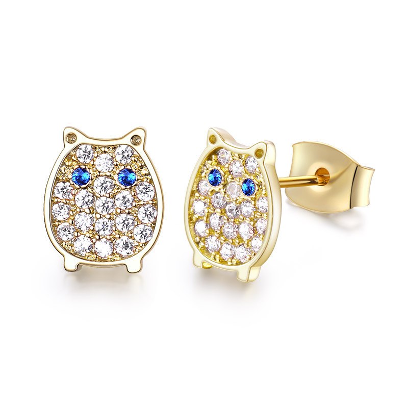 7*5.5mm AAA CZ Owl Stud Earrings For Women Vintage 925 Sterling Sliver Animal Statement Earrings Brincos Oorbellen Dropshipping