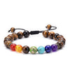 7 Chakra Bracelet Men Women 8mm Lava Rock Stones Beads Essential Oil Diffuser Bracelet Braided Rope Stone Yoga Beads Bracelet