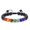 7 Chakra Bracelet Men Women 8mm Lava Rock Stones Beads Essential Oil Diffuser Bracelet Braided Rope Stone Yoga Beads Bracelet