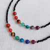 7 Chakras Crystal Stone Necklace for Women Seven Colorful Quartz 2mm Small Black Obsidian Choker Necklace Reiki Healing Jewelry