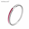 7 Colors Radiant Hearts Silver Bracelets Bangles for Women Colorful Enamel Clear CZ Crystal Bangles Fashion Silver 925 Jewelry