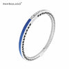 7 Colors Radiant Hearts Silver Bracelets Bangles for Women Colorful Enamel Clear CZ Crystal Bangles Fashion Silver 925 Jewelry