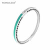7 Colors Radiant Hearts Silver Bracelets Bangles for Women Colorful Enamel Clear CZ Crystal Bangles Fashion Silver 925 Jewelry