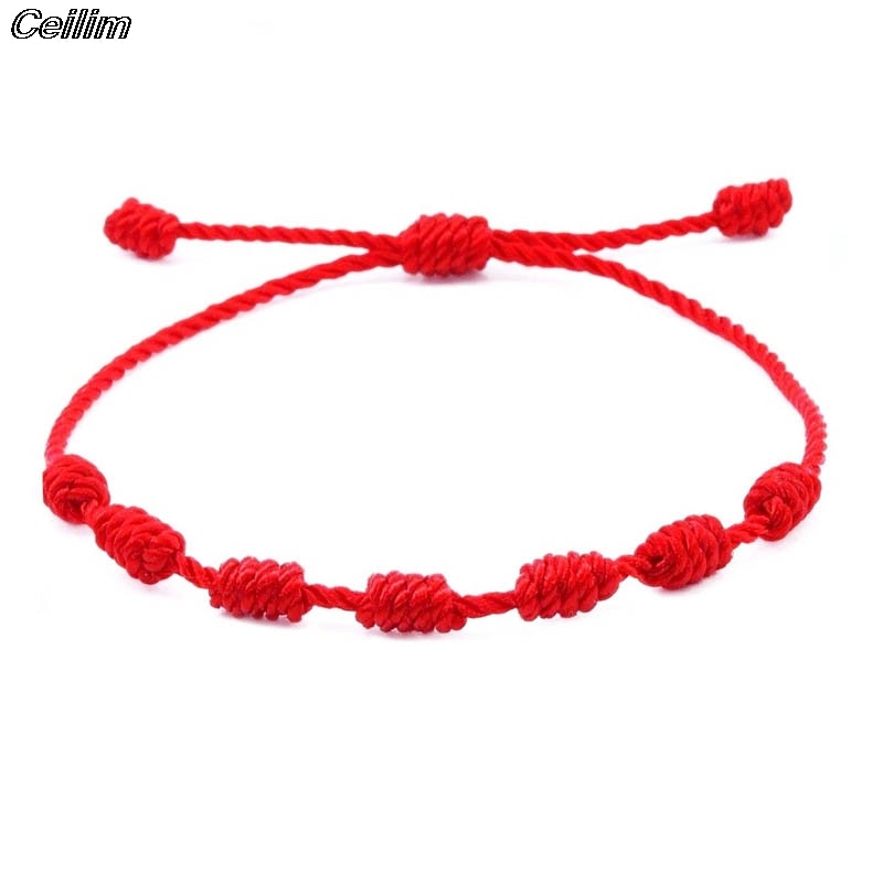 7 Knots Red String Bracelets for Protection Good Luck Amulet for Success Prosperity Handmade Rope Bracelets Lucky Charm Bangles