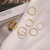 7 Pcs Punk Twist Joint Ring Sets For Women Hiphop Minimalist Gold Silver Color Geometric Rings Party  Jewelry A949