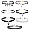 7 Pieces Choker Necklace Set Stretch Velvet Classic Gothic Tattoo Lace Choker Necklaces Pendants Femme Chain Jewelry Gifts 2021