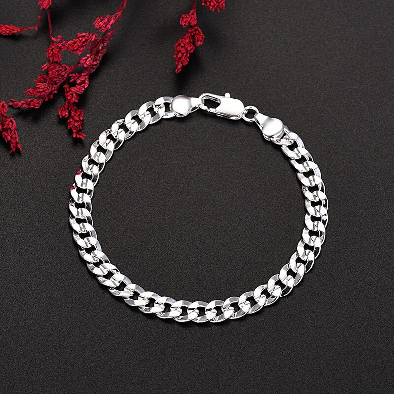 7MM Cuba Chain Men Women's Hand Bracelets  Silver Color Jewelry 2022 Trend  Christmas GaaBou
