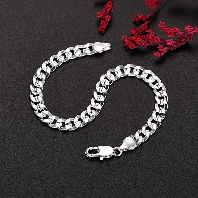 7MM Cuba Chain Men Women's Hand Bracelets  Silver Color Jewelry 2022 Trend  Christmas GaaBou