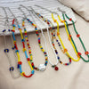 7Pcs/Set Trendy Bead Strand Beaded Choker Necklace For Women Bohemian Colorful Handmade Daisy Pearl Necklace Collar Jewelry