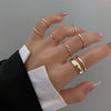 7pcs  Jewelry Rings Set  Selling Metal Alloy Hollow Round Opening Women Finger Ring For Girl Lady Party Wedding Gifts