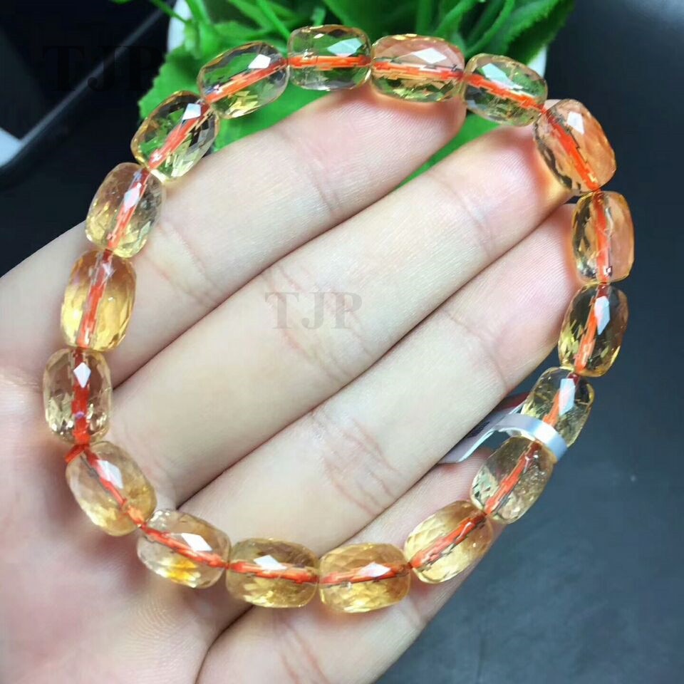 8*12MM Natural gold burnished citrine bracelet bangles love with certificate together cuff bracelet fine jewelry