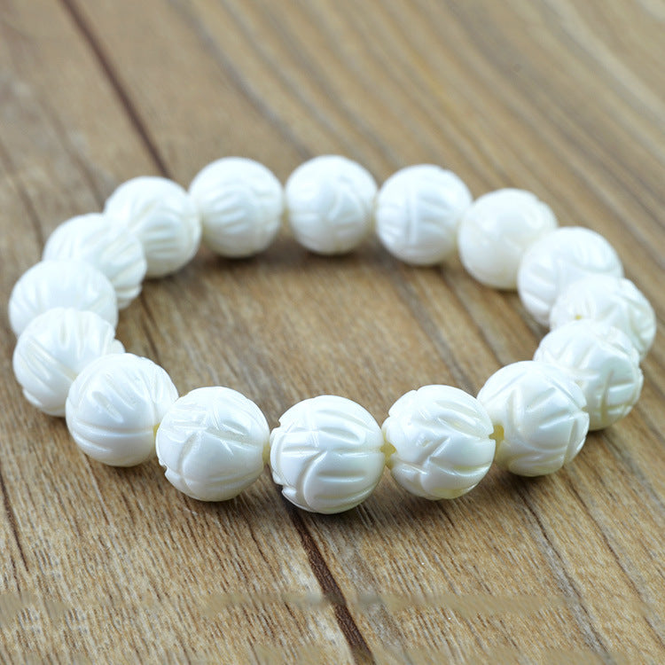 8-12mm Hot deepwater tridacna beads natural lotus white Tridacna bracelet beads enhance immune anti-aging bracelets for women