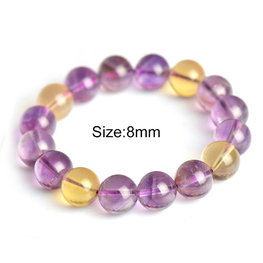 8-12mm Natural Ametrine Crystal Bracelet Femme Citrine Bracelets Bangles Amethyst Bracelets Women