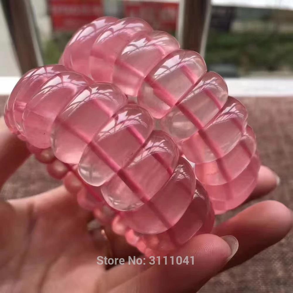 8*20mm pink quartz bracelet 7.5inch   beads FPPJ
