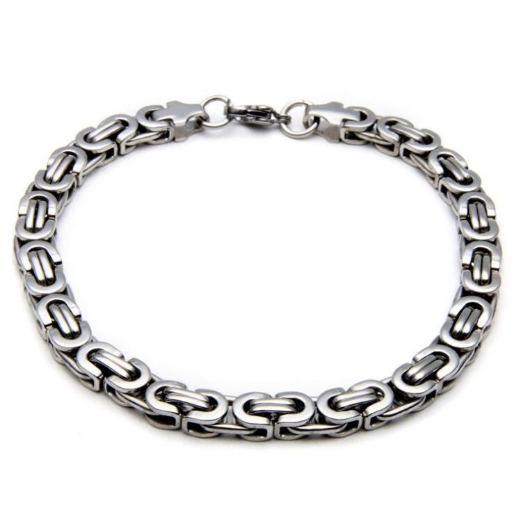 8.66-22 Men Byzantine Chain 8MM Gold Silver Black Mens Thick Chain Necklace Hiphop Men's Stainless Steel Necklaces Bracelets
