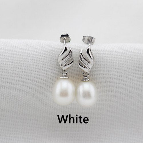 8-9mm 925 sterling silver real natural pearl earrings genuine cultured AAA drop pearl jewelry earrings for women