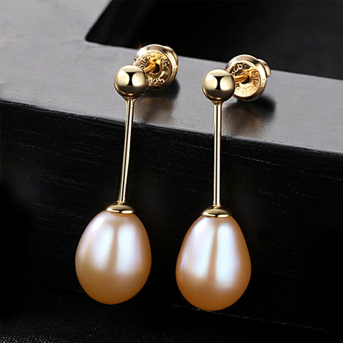 8-9mm Rice Pearl Stud Earrings Jewelry Pearl Women Earrings 3 Colors Choose Gift Simple Style