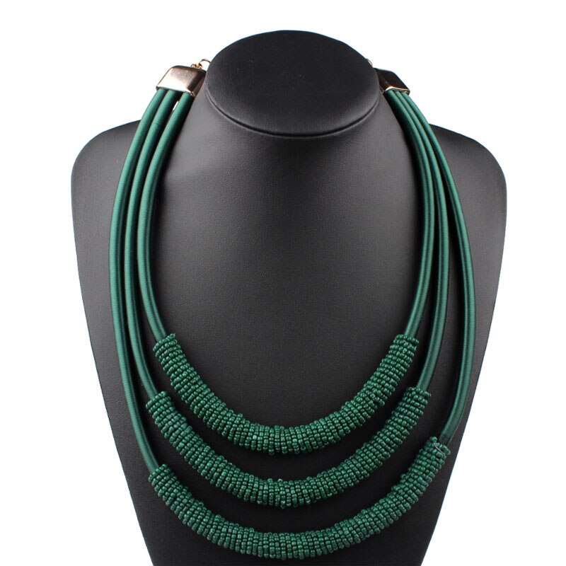 8 Colors Most Popular Women Jewelry Accessories Multi Layer Winding Chain Beads Bib Choker Statement Neccklace for Wedding Party