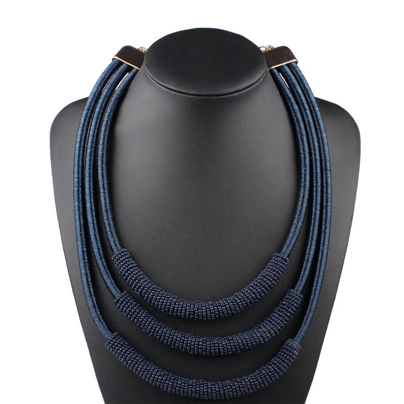 8 Colors Most Popular Women Jewelry Accessories Multi Layer Winding Chain Beads Bib Choker Statement Neccklace for Wedding Party