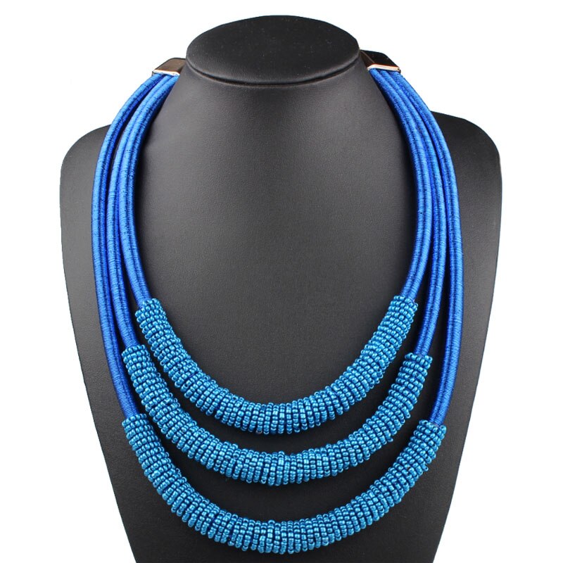 8 Colors Most Popular Women Jewelry Accessories Multi Layer Winding Chain Beads Bib Choker Statement Neccklace for Wedding Party