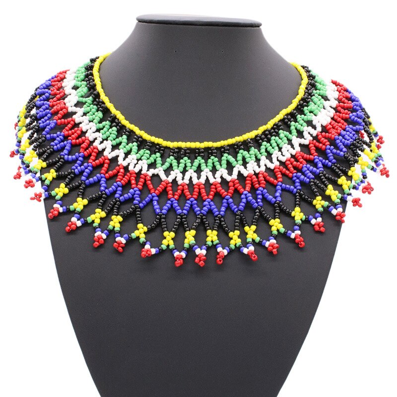 8 Colors Women Jewelry Ethnic Handmade Beads Shawl Style Statement Choker Bib Collar Neckalce for Gift Party