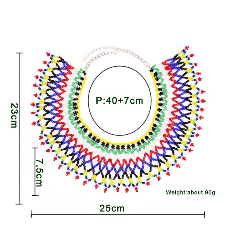 8 Colors Women Jewelry Ethnic Handmade Beads Shawl Style Statement Choker Bib Collar Neckalce for Gift Party