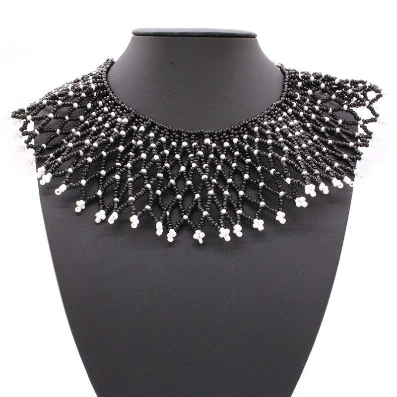 8 Colors Women Jewelry Ethnic Handmade Beads Shawl Style Statement Choker Bib Collar Neckalce for Gift Party