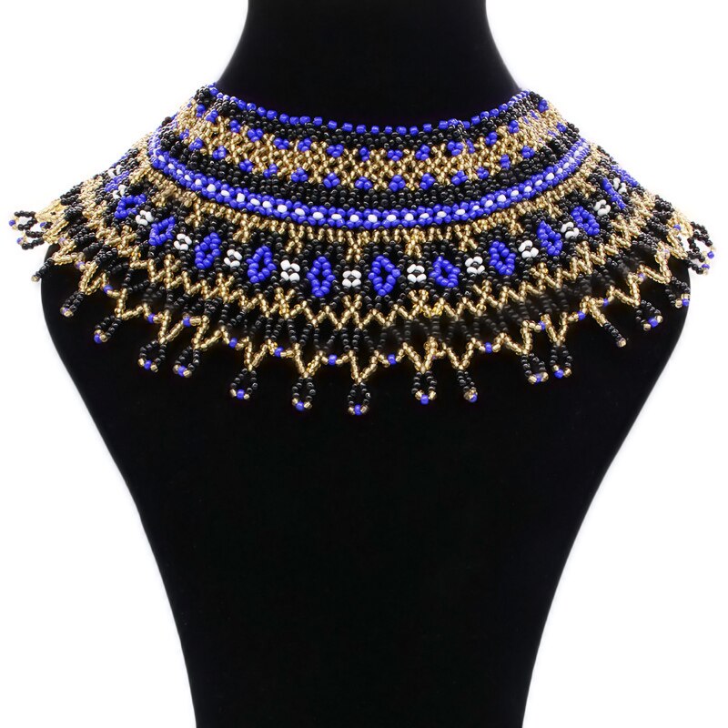 8 Colors Women Jewelry Ethnic Handmade Beads Shawl Style Statement Choker Bib Collar Neckalce for Gift Party