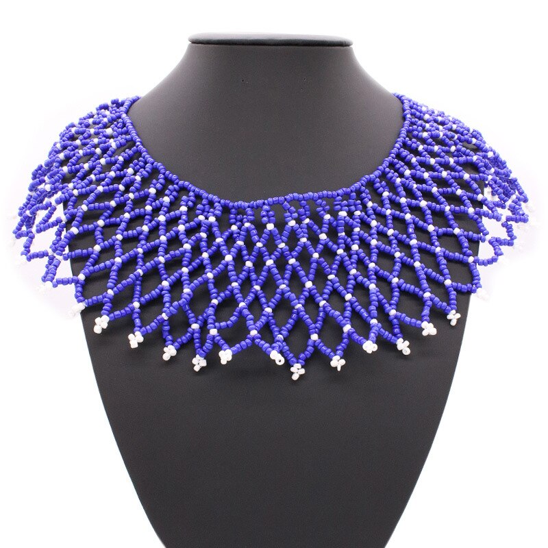 8 Colors Women Jewelry Ethnic Handmade Beads Shawl Style Statement Choker Bib Collar Neckalce for Gift Party