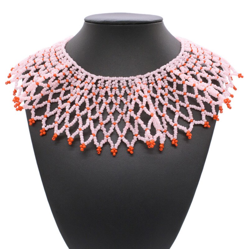 8 Colors Women Jewelry Ethnic Handmade Beads Shawl Style Statement Choker Bib Collar Neckalce for Gift Party