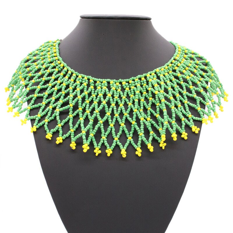 8 Colors Women Jewelry Ethnic Handmade Beads Shawl Style Statement Choker Bib Collar Neckalce for Gift Party