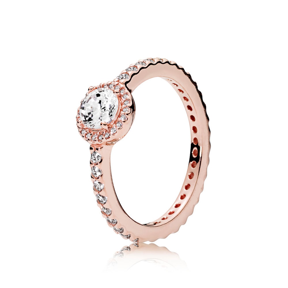 8 Style Silver Ring Charms Love Heart Leaves Hollow Round Crystal Rose Gold Rings For Women Jewelry