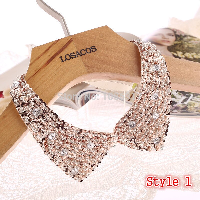 8 Styles women Sequined beaded knitted cloth Ribbon Fake collar Choker Necklaces clothing accessories U choose