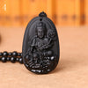 8 patron saint Natural Black Obsidian Carved Buddha Amulet Pendant Necklace Women Men Pendant Obsidian charm Jewelry 48 * 32mm