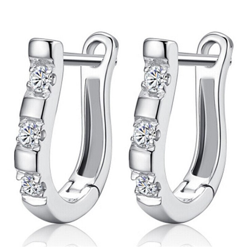 808 STORE Anniversary Women Wedding Party Jewelry Geometric Crystal Charm 925 Silver Earrings Jewelry Accessories