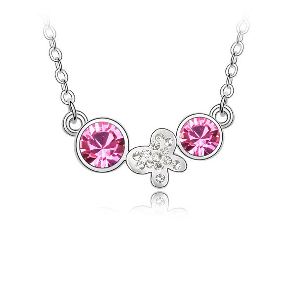 808 STORE Fashion Austria Crystal Jewelry Butterfly Pendant Chain Necklace Wedding Party Women Silver Jewelry Accessories