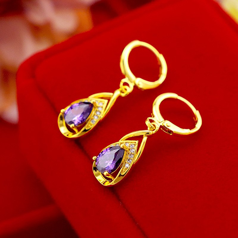 808 STORE Sleek Minimalist New Design Bride Wedding Luxury Jewelry Crystal Earrings Gift Dubai Gold Jewelry Accessories
