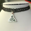 80s 90s 00s Celtic knot celt Elastic Tattoo Choker Necklace Pendant Festival Black  tibetan silver gothic