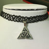 80s 90s 00s Celtic knot celt Elastic Tattoo Choker Necklace Pendant Festival Black  tibetan silver gothic