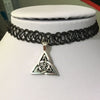 80s 90s 00s Celtic knot celt Elastic Tattoo Choker Necklace Pendant Festival Black  tibetan silver gothic