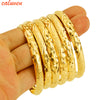 8MM 6Pcs/Lot Dubai Gold Bangle Jewelry For Women Men Gold Color Ethiopian Jewelry African Bangles Bracelets Jewelry 6pcs/lot