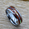 8MM Men Rings Abalone Shell Wood Inlay Tungsten Carbide Rings Men Women Wedding Ring Anniversary Jewelry