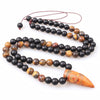 8MM Natural Tiger Eye Stone & Vintage Natural Tibetan Dzi Agates horn tooth pendants necklace