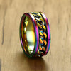 8MM Titanium Stainless Steel 5 Color Rotating Chain Ring Punk Style Personality Men's Ring Jewelry Charm Party Gift