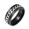 8MM Titanium Stainless Steel 5 Color Rotating Chain Ring Punk Style Personality Men's Ring Jewelry Charm Party Gift